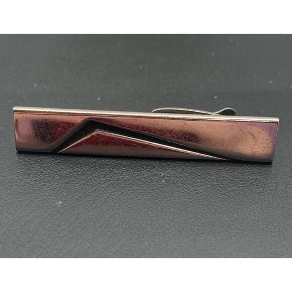 Vintage Hickok Tie Clip Silver Tone With Black Enamel Classic Timeless Signed - Picture 1 of 6